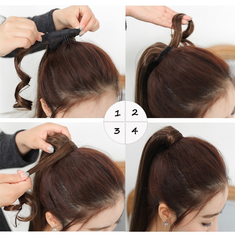 1PCS Hair Ponytail Clip In Hair Extensions Real as Human Wrap Around Pony Tail