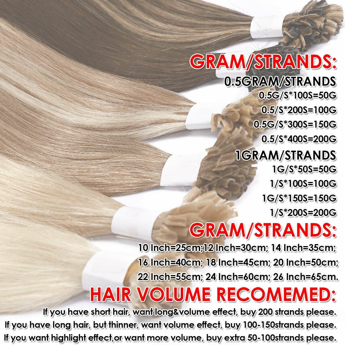 100% Indian Remy Hair Keratin Pre Bonded Nail U Tip Human Hair Extensions Blonde