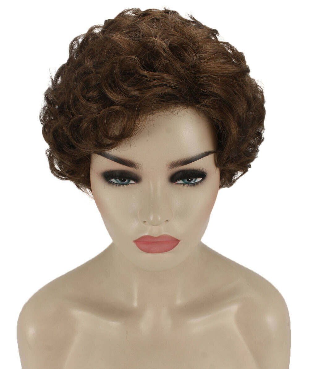 Monroe – Curly Kanekalon Synthetic Fiber Full Wig, 4 – 4.5 in, Light Brown