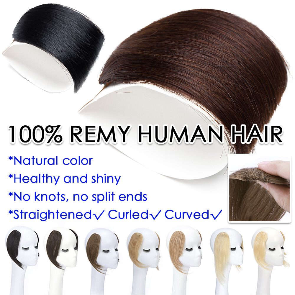 Black REAL Remy Bangs Clip In Human Hair Extensions Side Fringe Front HairPiece