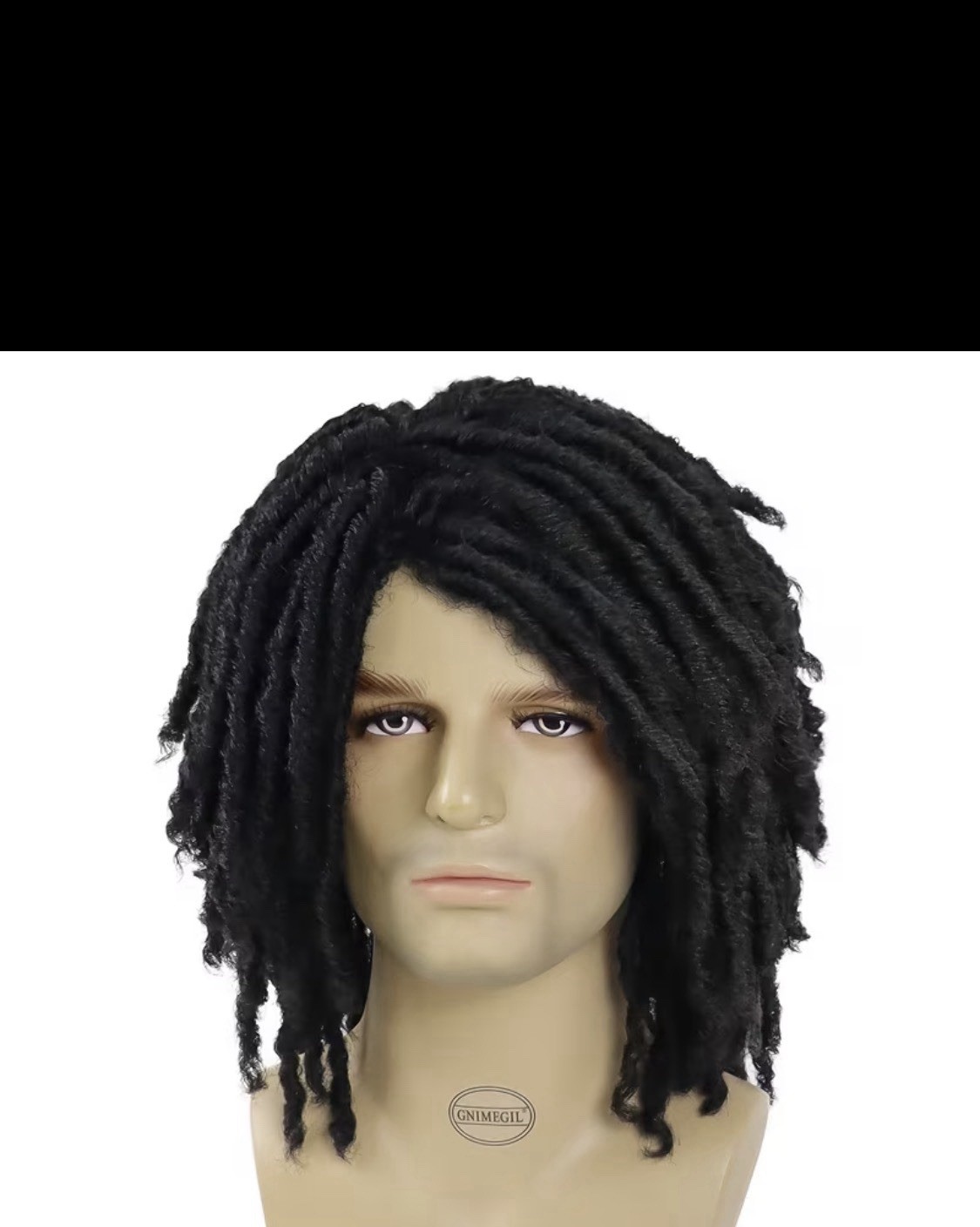 GNIMEGIL Mens Dreadlock Wig Black Curly Male Fake Dreads Loc 22.5 Inch,