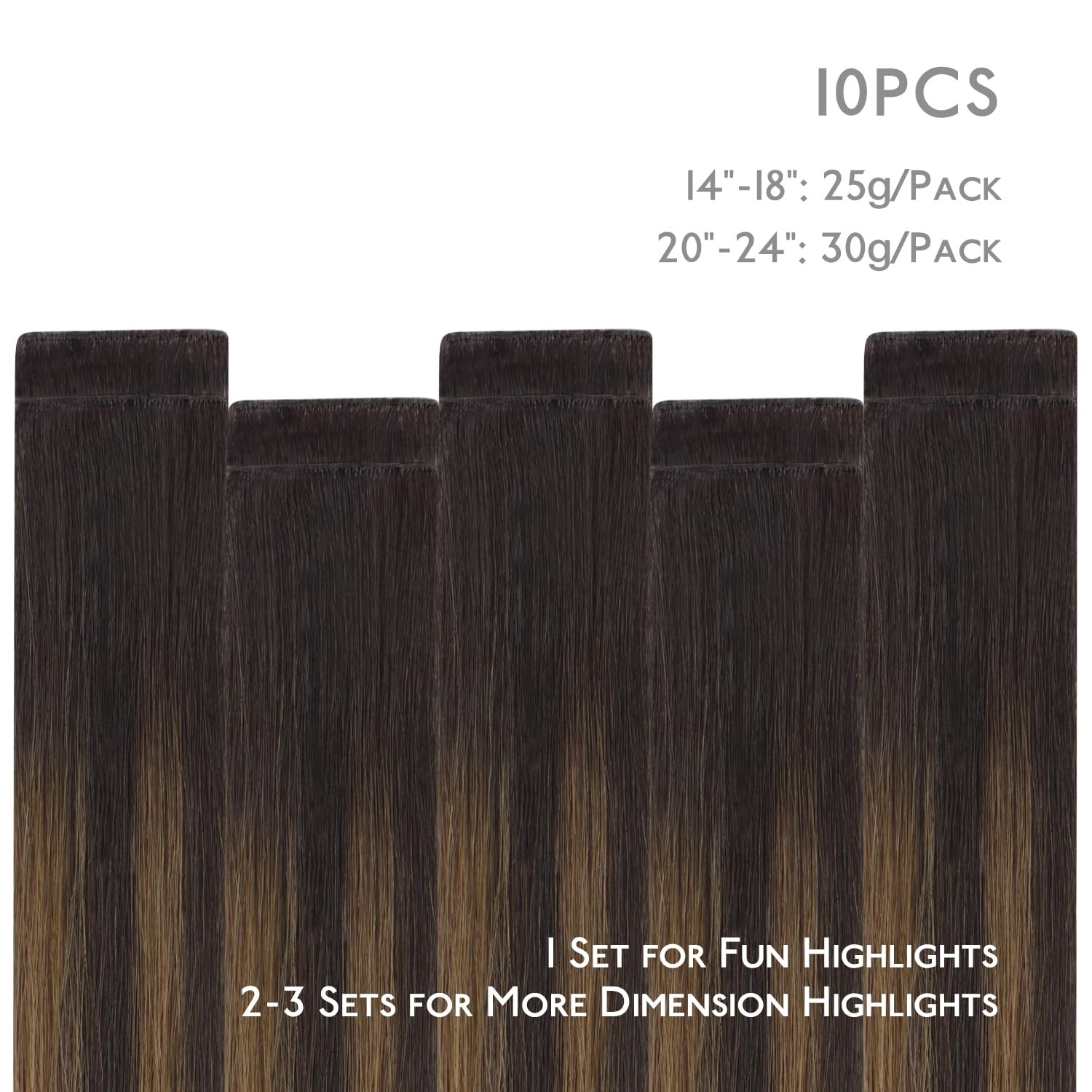 Invisi Edge Tape in Hair Extensions Human Hair, 16 Inch 25g 10pcs Balayage Da…