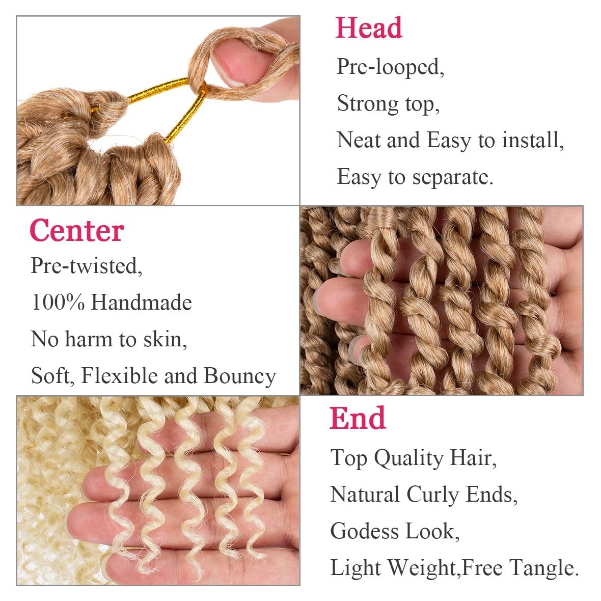 Leeven 8 Packs Pre-Twisted Passion Twists Synthetic Crochet Hair Extensions 12