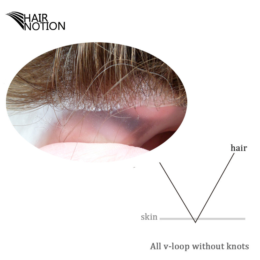 Men’s Poly Skin Hairpiece All V-loop Invisible Super Thin Skin Toupee For Men #3