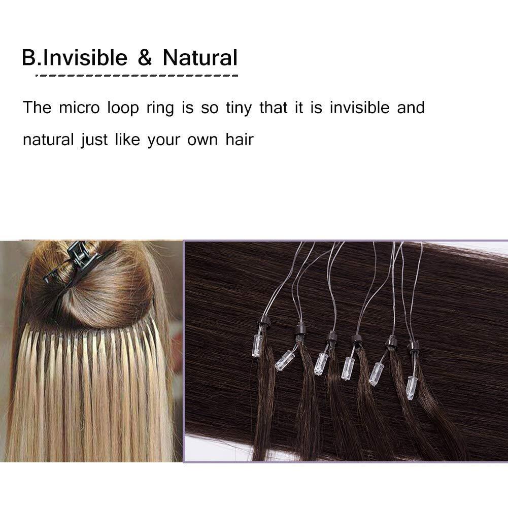 Micro Loop Hair Extensions Micro Slicone Beads Remy Russian Straight Human Hair