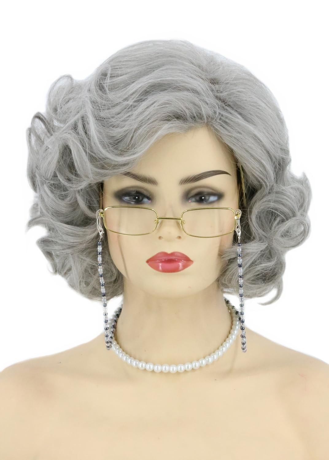 10″ Grey Curly Costume Wig for Women Halloween Party 164E384262