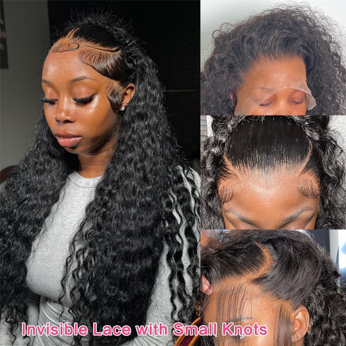 36″ Deep Wave Lace Frontal Wig – 13×6 Transparent Curly Human Hair, 200% Density