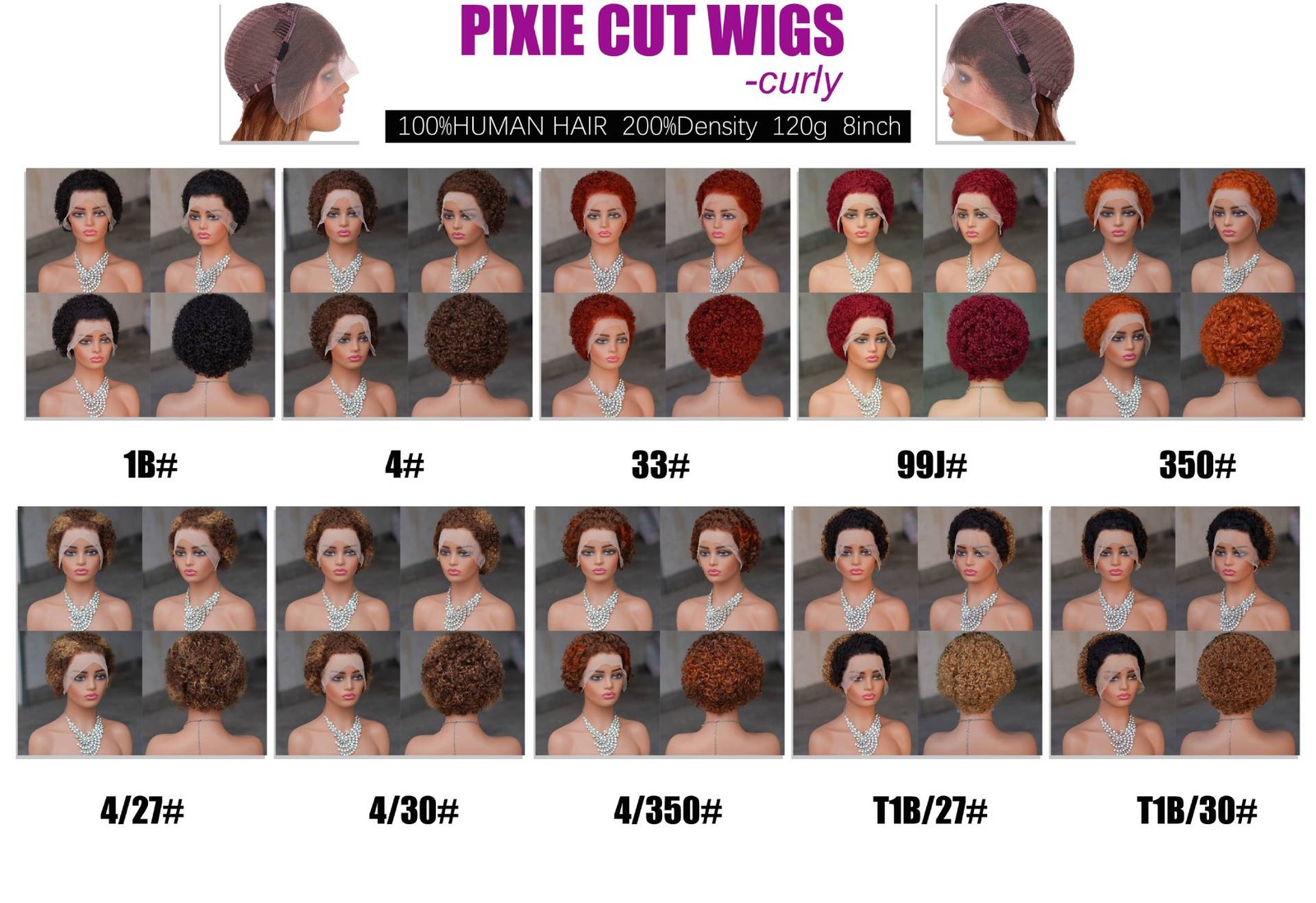 13×4 Lace Front Human Hair Short Curly Pixie Cut Wig For Black Women 200nsity