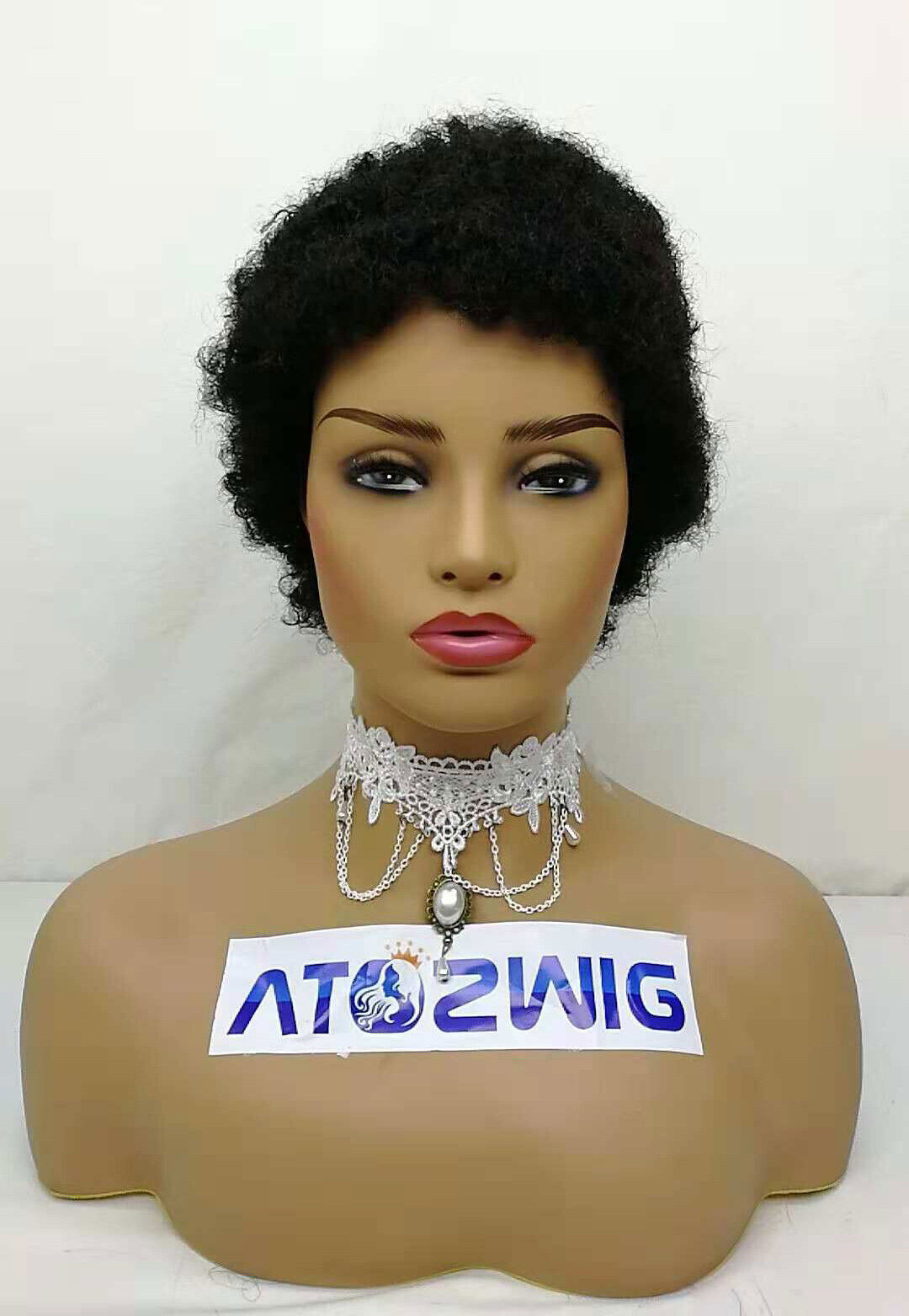 Afro Kinky Curly Human Hair Short Wigs for Women Machine Made Wig Glueless