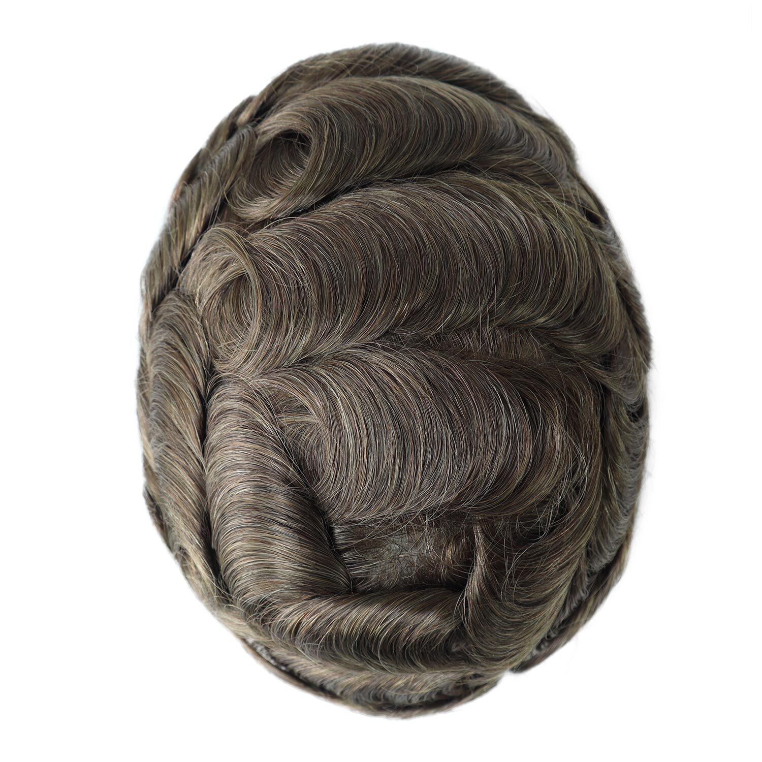 Toupee For Men Human Hair Lace Polyskin Replecement System Hairpiece Light Brown