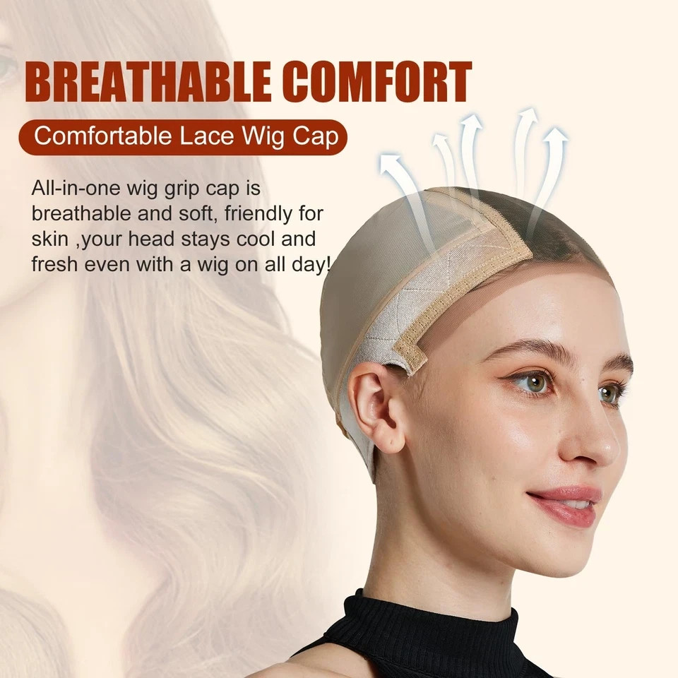 Lace Wig Cap for Women Adjustable Wig Grip Cap with Velvet Band for Keeping Wigs