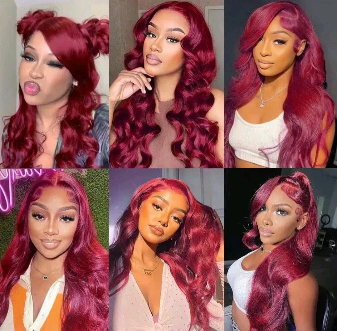 12A BRAZILIAN VIRGIN HUMAN HAIR 99J BURGUNDY WINE 20+20+20INCHES 300g BODY WAVES