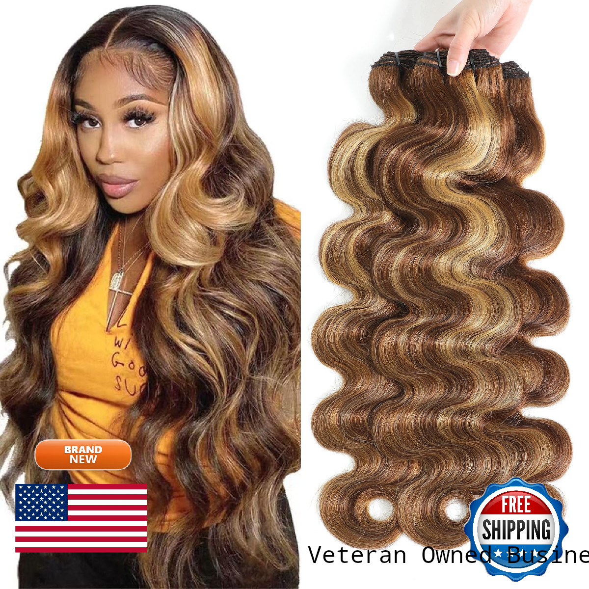 Airnext Highlight Human Hair Bundles Ombre 4/27 Body Wave Bundles Human Hair