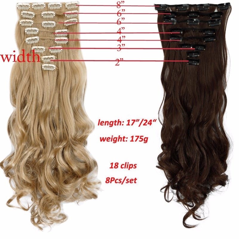 US Real Thick 8Pcs 18Clips Clip in Full Head Hair Extensions As Remy Human Hair