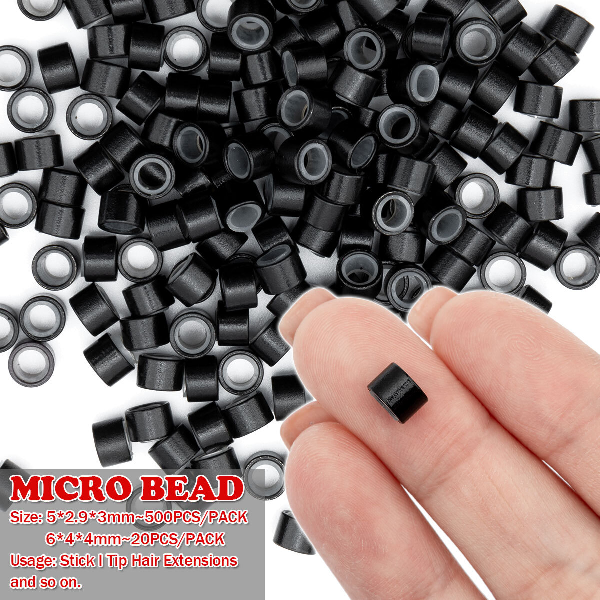 5mm 3mm 6mm Silicone Lined Micro link nano Ring Crimp Beads for Hair Extensions