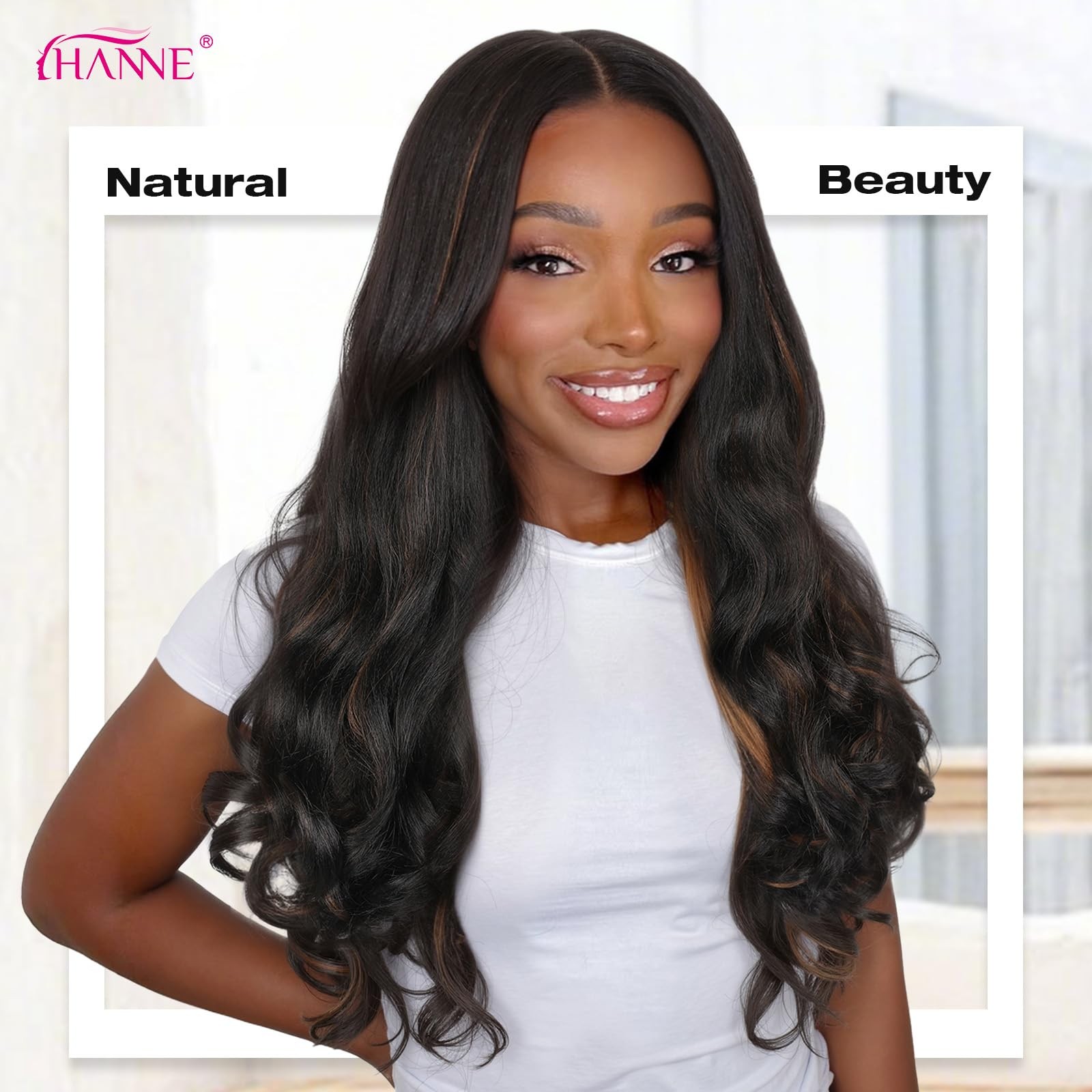 HANNE Yaki Curly V Part Wig U Part Synthetic Half Wigs for Black Women 22 Inch H