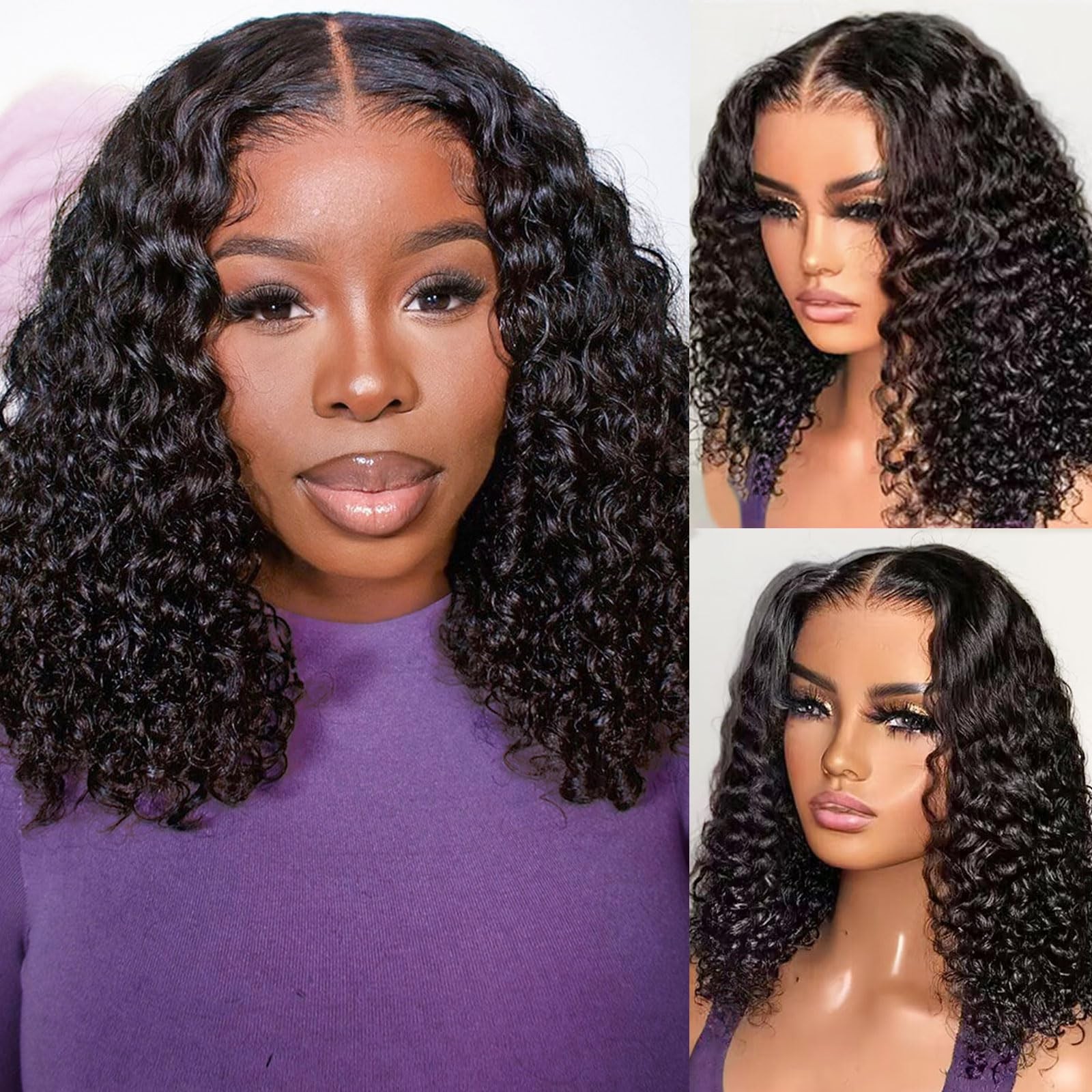 Deep Wave BOB Wig Human Hair 13×4 HD Curly BOB Lace Front Wigs Human Hair Pre…