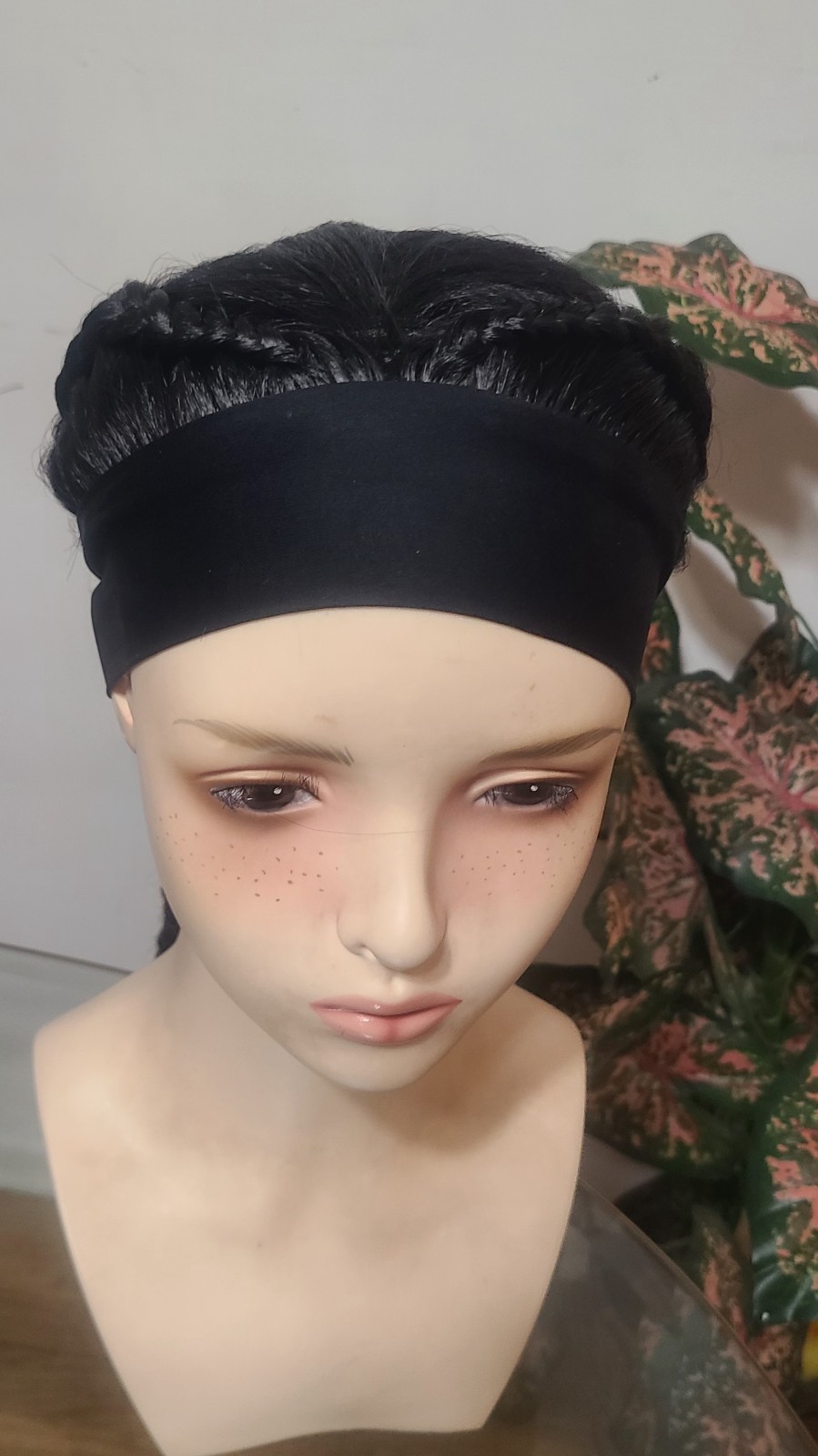 2 Cornrows Black Headband Wig ,18 Inch Yaki Straight,kinky Afro.