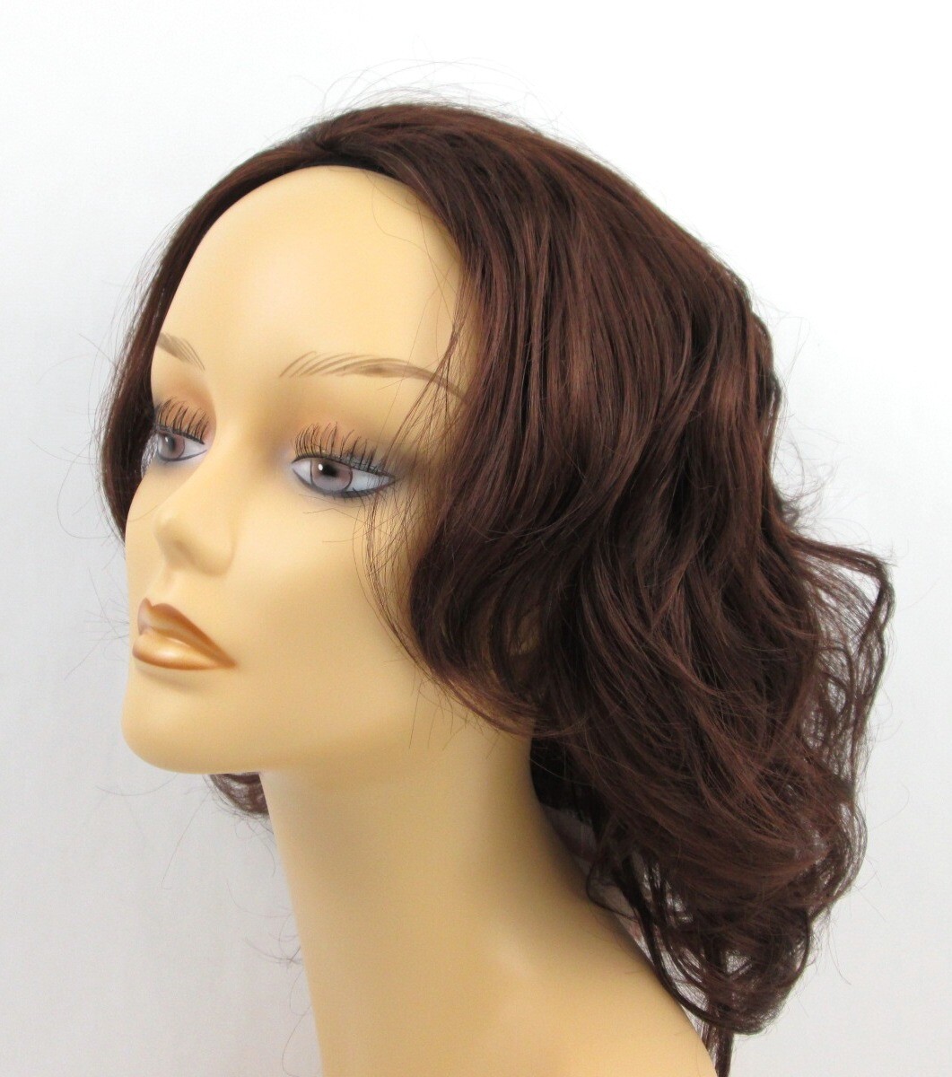14″ MID-LENGTH WAVY 3/4 CAP CURLY FALL LAYERED HALF WIG HAIRPIECE COMB HEIDI