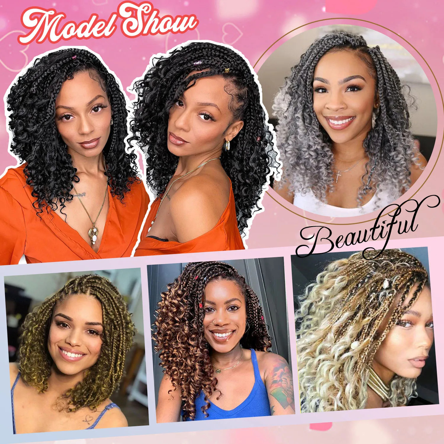Goddess Box Braids Crochet Hair 12 Inch Curl Ends Hair Extensions For Women