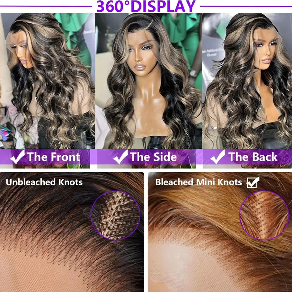 1B/27 Body Wave Wig Human Hair 13×4 HD Lace Frontal Wig Highlight Brazilian Hair