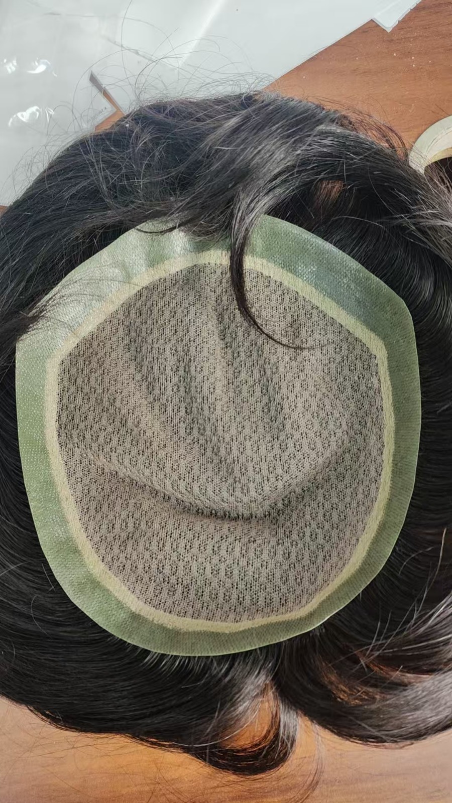 Mens Toupee Hairpiece Fine Mono Hair System Replacement Poly Skin Around Men Wig