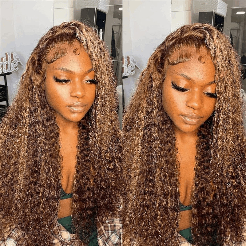 Ombre Highlight Piano Color 13×4 Lace Wig Jerry Curly Human Hair Wig With Baby H