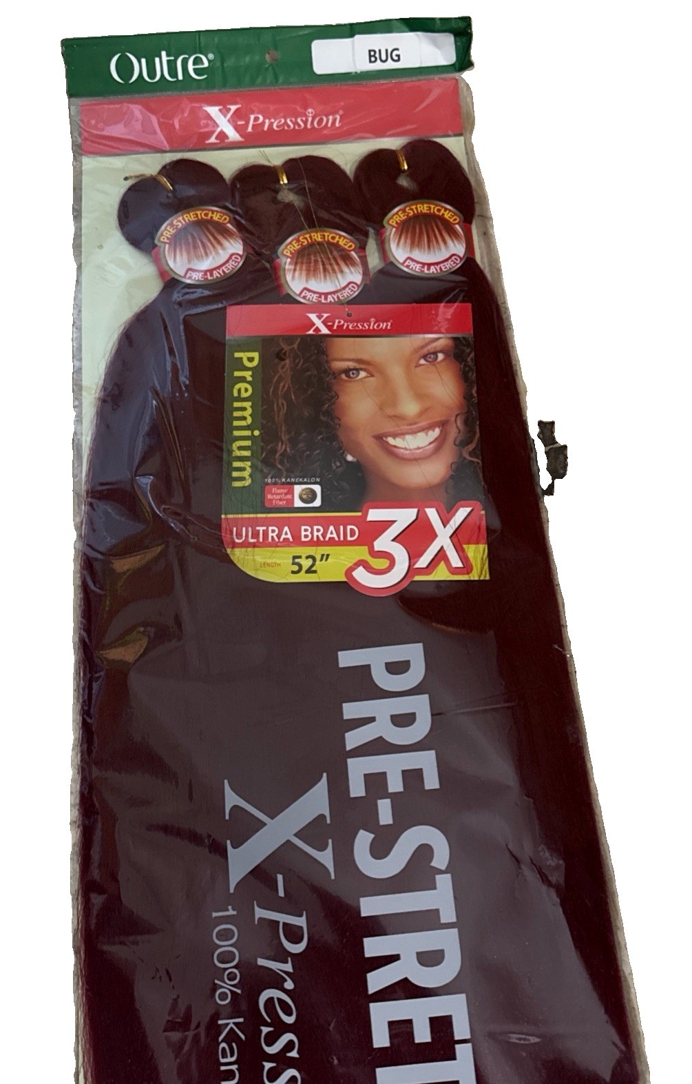 Outre X-Pression Ultra Braid 3X Pre-Stretched 52in Synthetic Burgundy BU