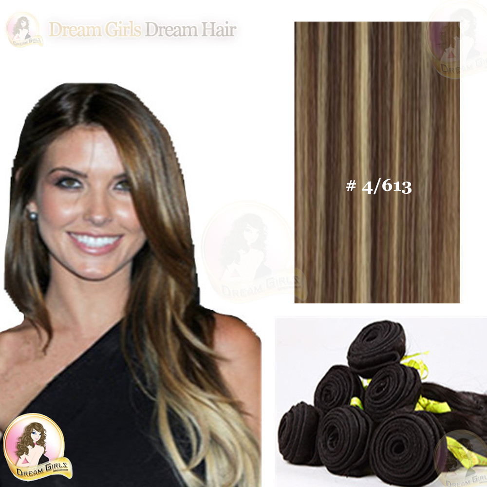 24″ European 100% Human Weft Hair Extensions Double Drawn 50g Black/Brown/Blonde