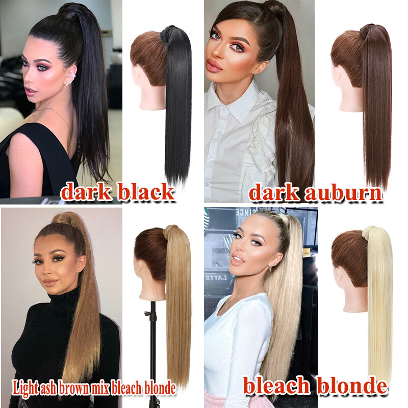 100% Long Wrap Ponytail Clip in Pony Tail Hair Extension Real Natural as Human H