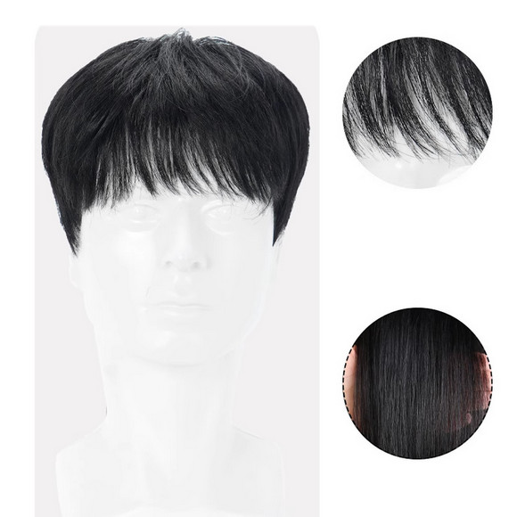 Men’s Short Toppers Hairpiece Real Human Hair Clip in Tape Hair Pieces Full Wig
