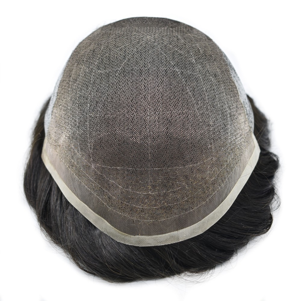 Mens Hair Piece System Swiss Welded Mono Lace Wig Toupee for Men PU Skin Unit US
