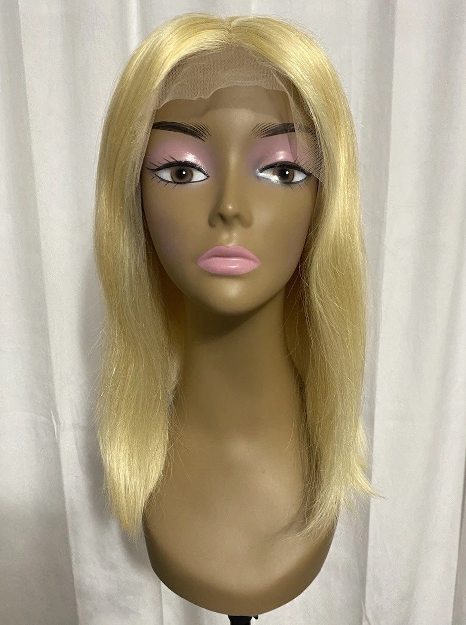 16 Inch Blonde 613 13×4 Lace Front Wig Human Hair Straight Pre-Plucked Med/Large
