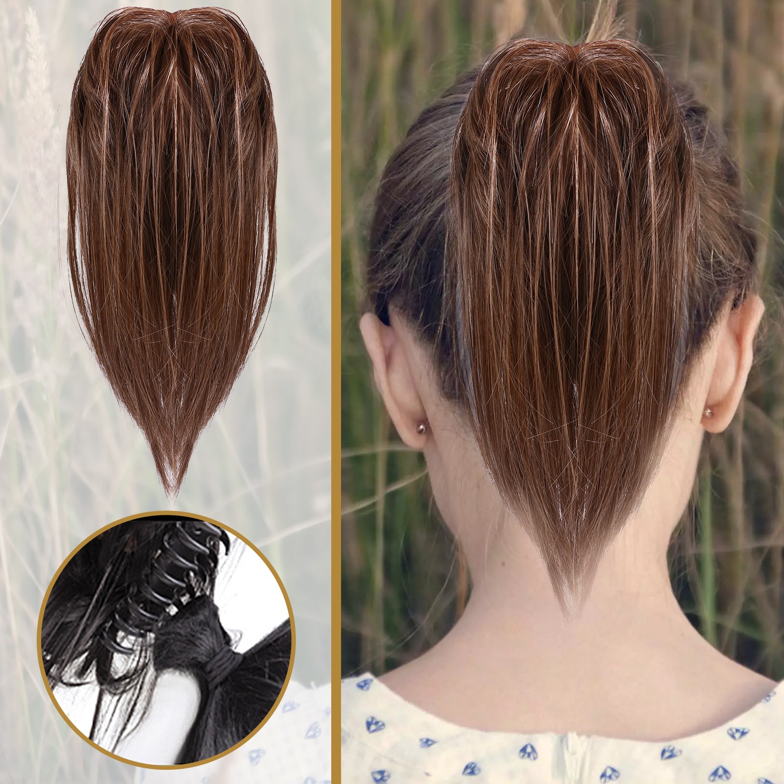 Women’s Girls Ponytail Wig Clip High Bun Wig 5 Min Quick Hairstyle Bun Hairpiece