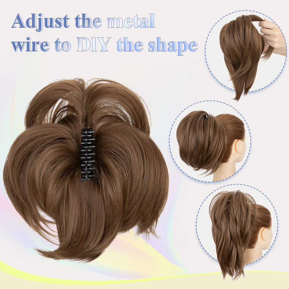 Women Clip In Ponytail Claw On Pony Tail Hair Extension Hair Piece Metal Wire US