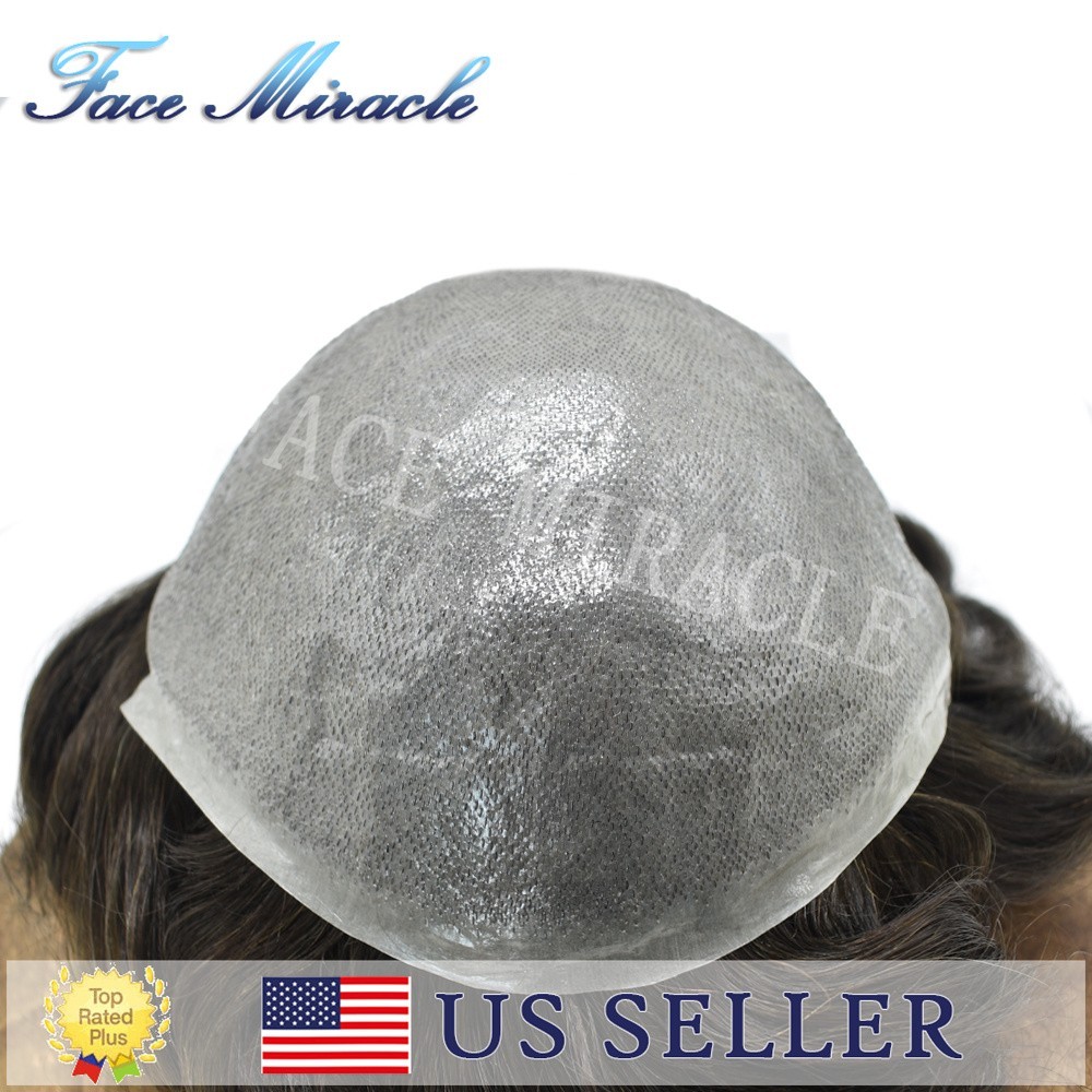 Ultra Thin Skin Toupee for Men Indian Human Hair System V-Looped PU Mens Toupee