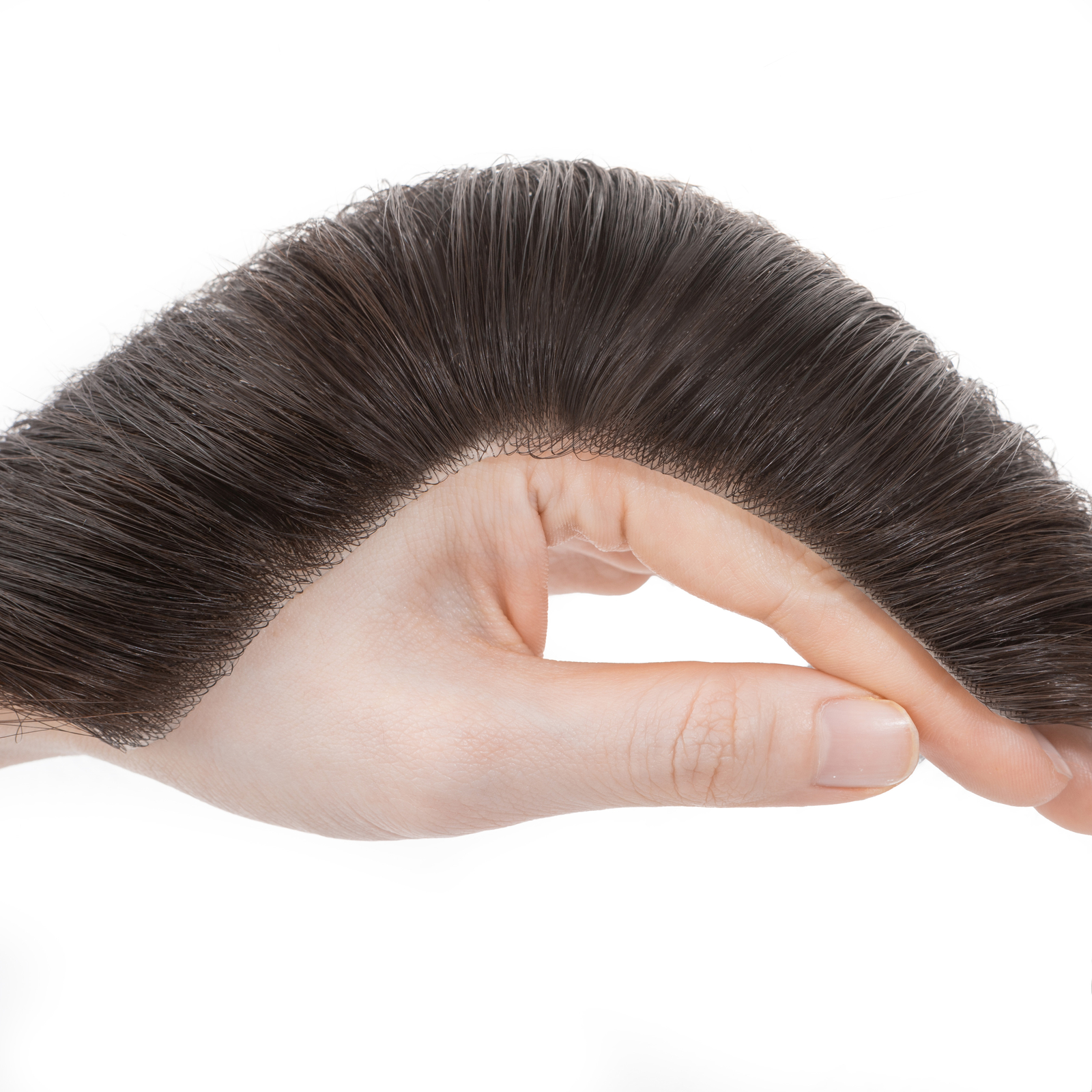 Mens Toupee Human Hair Replacement System V-loop Super Thin PU Skin Hairpiece US