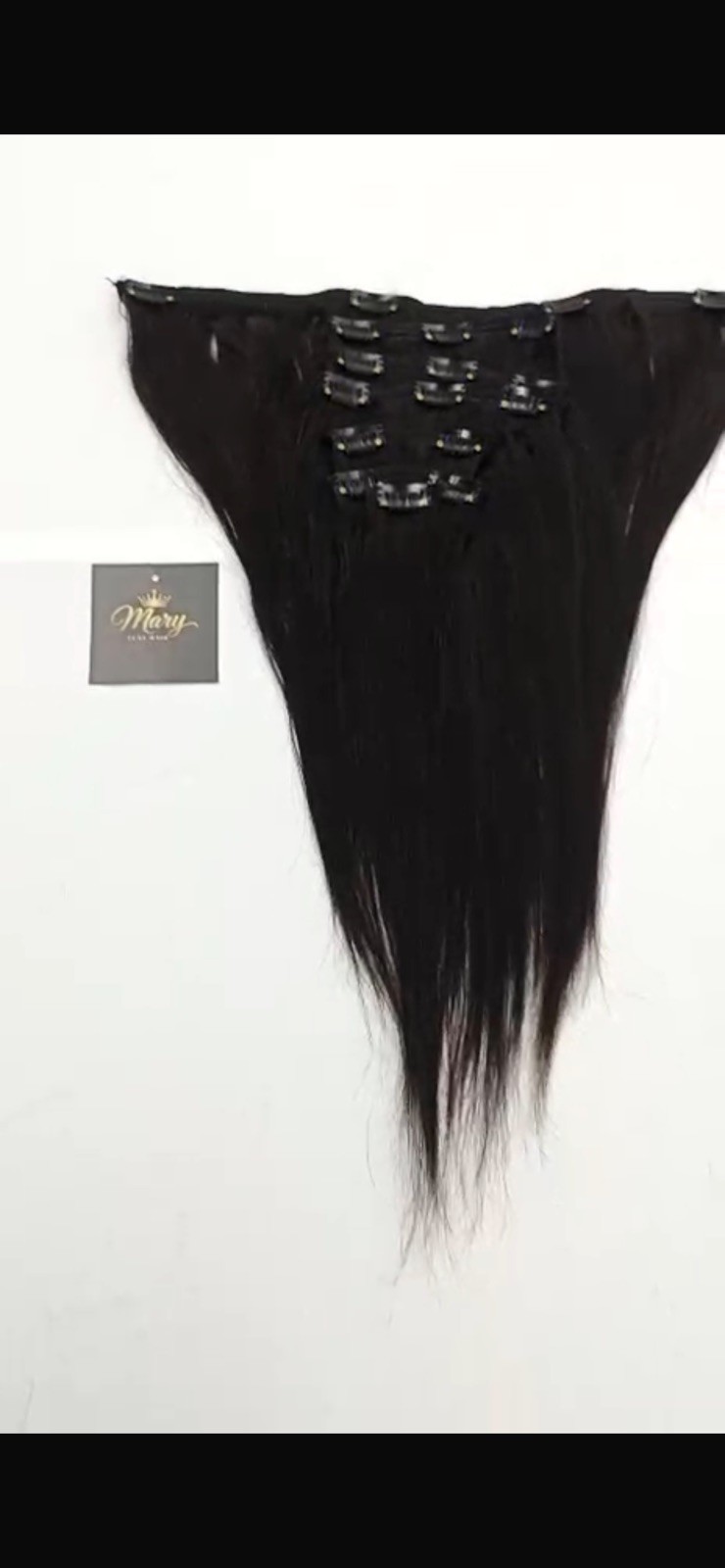Mary 24” Clip-In Human Hair Extensions 7PCS Full Head Straight Jet Black #1