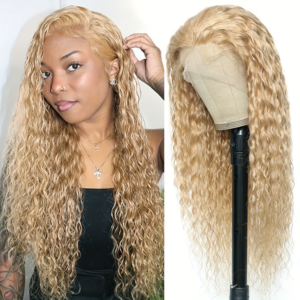 Women’s Long Loose Curly Wave Synthetic Hair Lace Front Wigs Ash Blonde Glueless