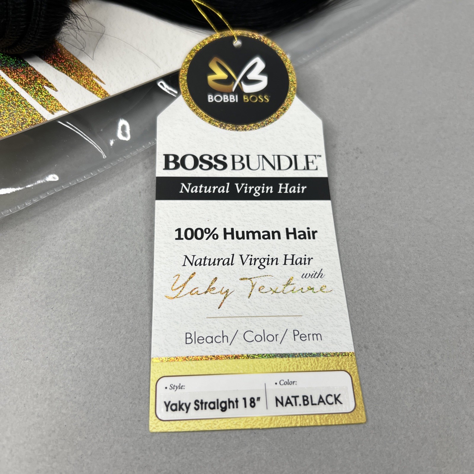 18” Natural Black Boss Bundles Yaki Straight 100% Human Hair Track Extensions