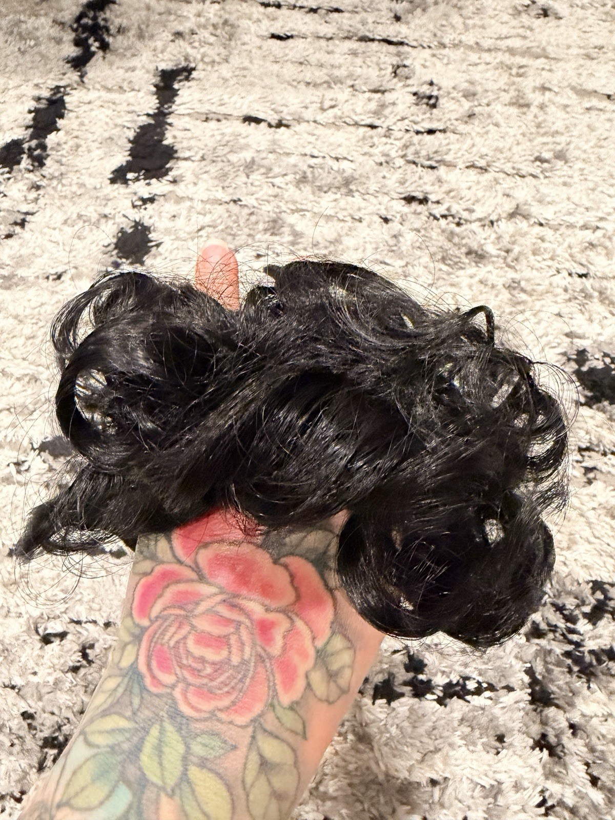 Black Curly Synthetic Claw Clip Hair Extension Bun for Women