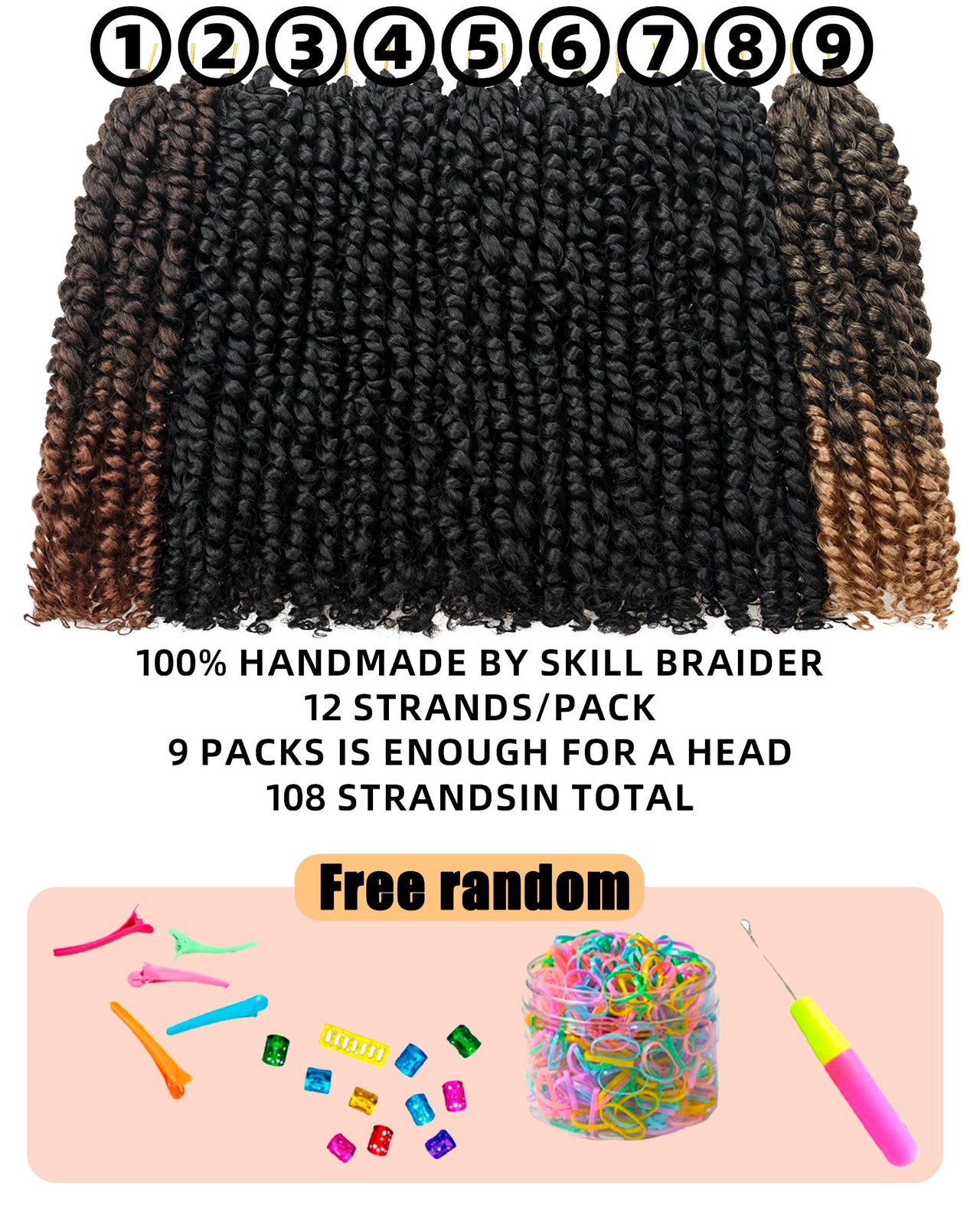 Hahoness 10 Inches 9 Packs Passion Twist Crochet Hair-Mixed Color Combo