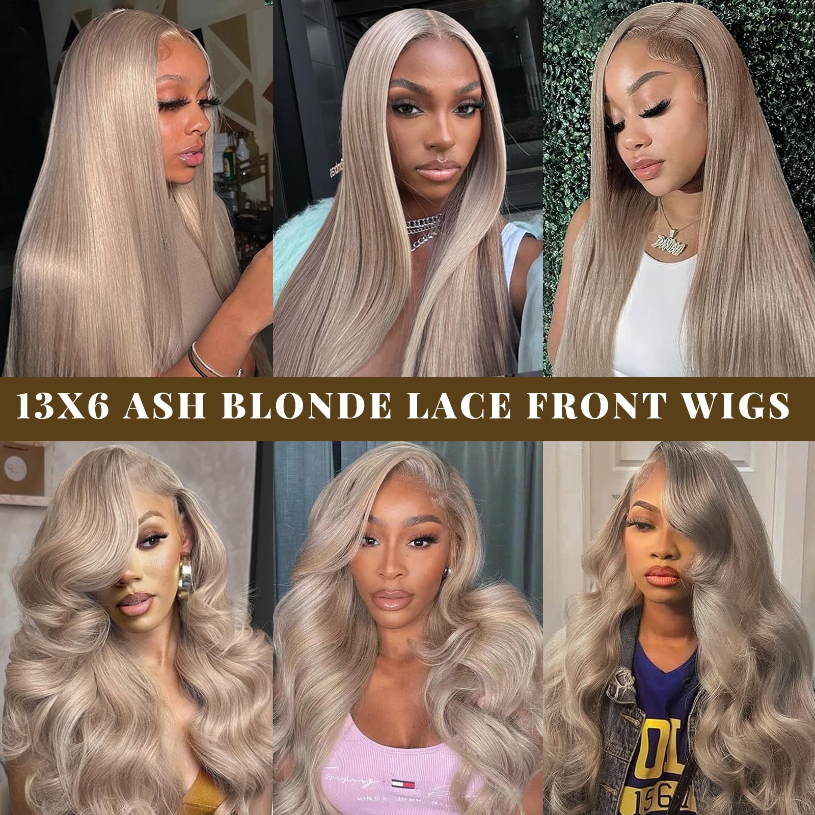 Belaved Ash Blonde Wigs Human Hair 13X6 Lace Front 18Inch Hd Wig Straight Grey