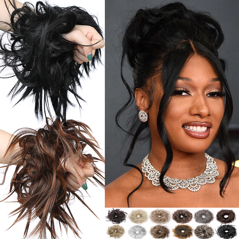 X-LARGE Messy Bun Hair Piece Scrunchie Updo Wrap Hair Extension as Human Natural