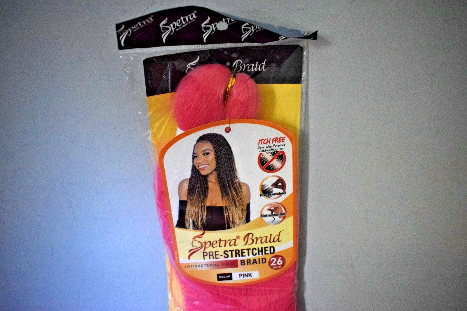 Spetra Pink Braiding Hair Pre stretched Anti-bacterial Fiber Tangle Free Unopene