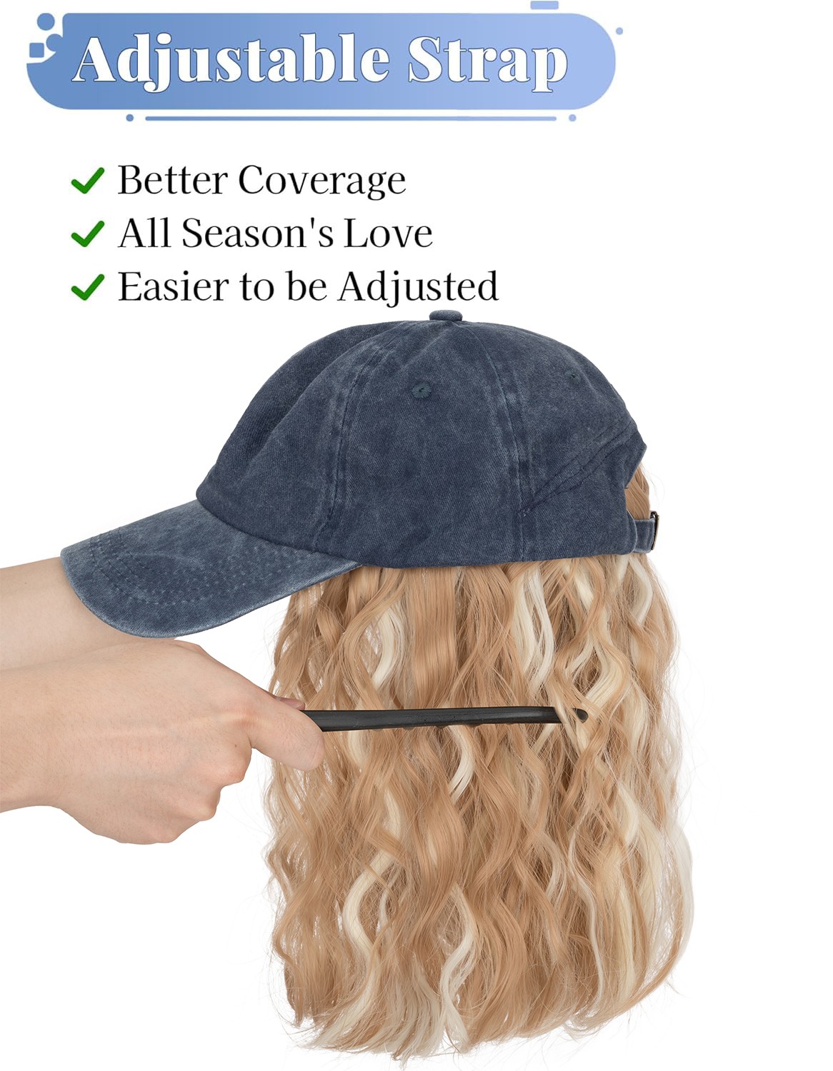 Female Short Straight Hair Baseball Wigs Women Hat Wig Synthetic Bob Casual
