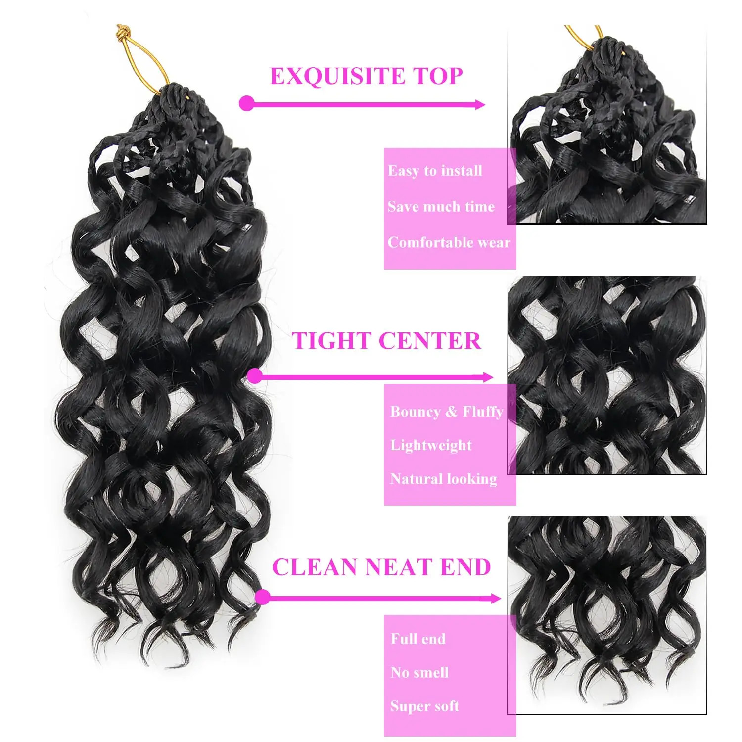 Short Pre-looped Go Go Curl Crochet Hair Ocean Wave Braiding Hair Extensions
