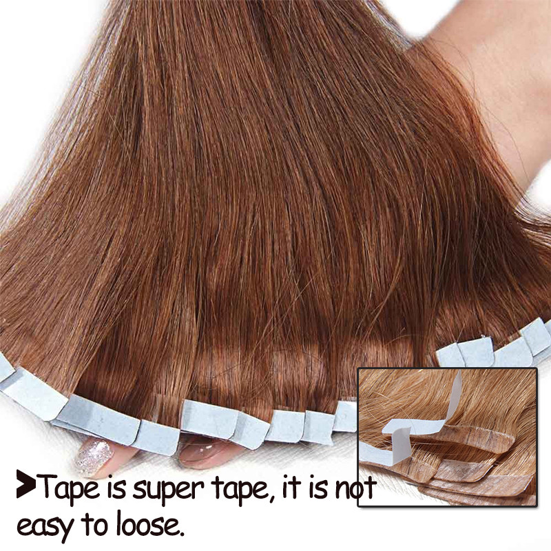 Virgin Remy Human Hair Extensions Tape IN 20/40/60pcs 50-150g Ombre Mix Brown US
