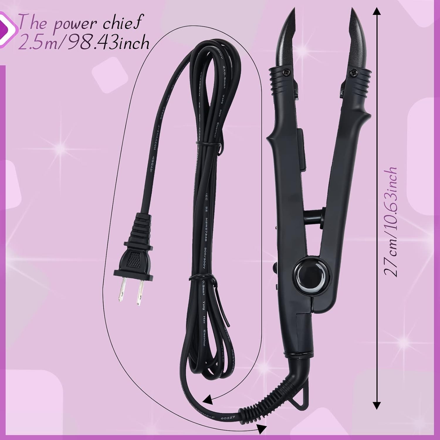 Hair Extensions Tool C Head U Tip Iron Connector Wand with 2 Bags Keratin Glue G