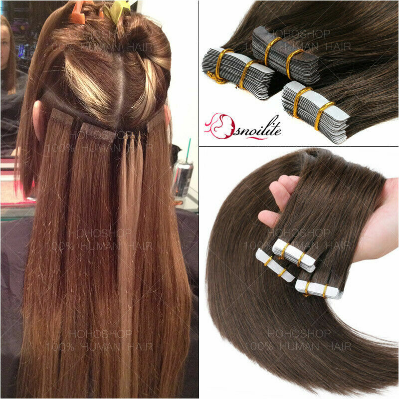 THICK Ombre Tape In/On Skin Weft Remy Human Hair Extensions 24Inch Balayage FULL